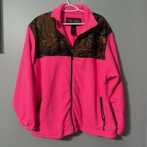 Trail Crest Fleece Jacket Womens 2XL Hot Pink Camo Full Zip Hunting Outdoor